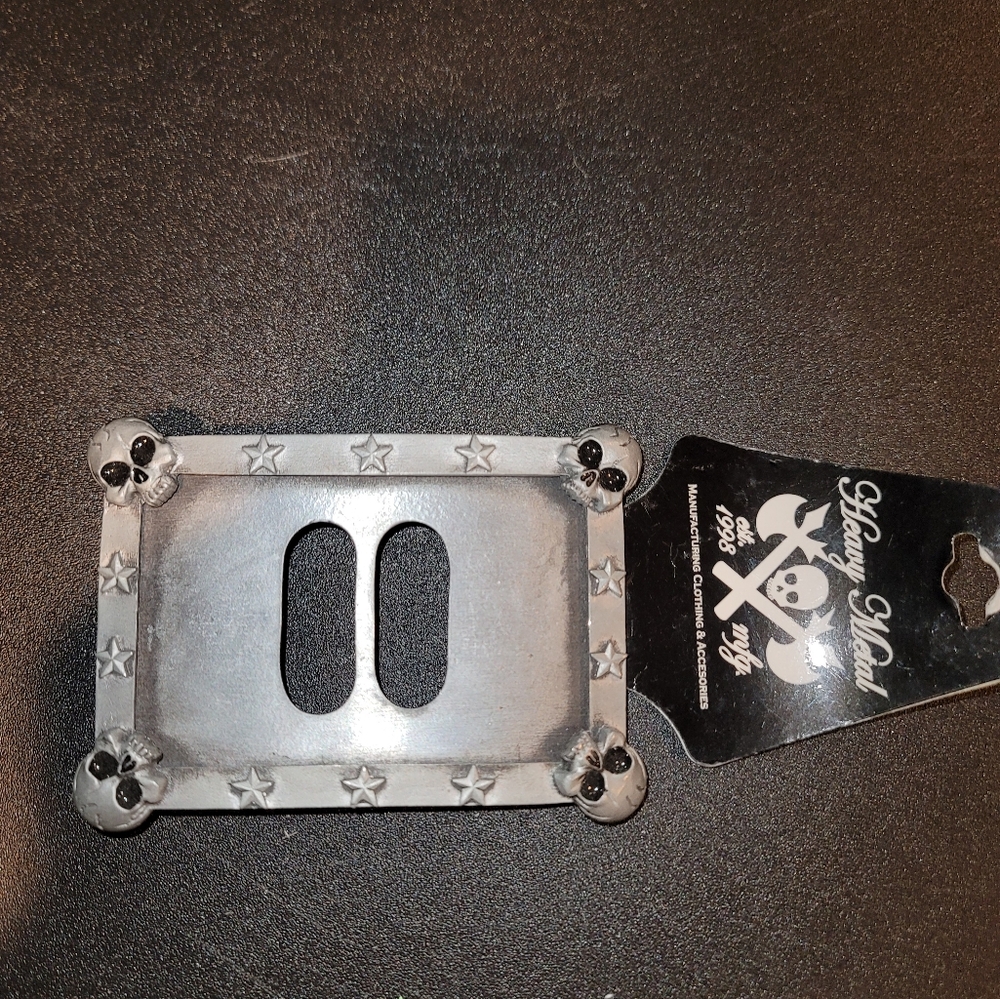 Heavy Metal brand Skull picture frame belt buckle